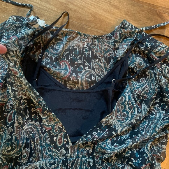 Joie Manning Paisley Long Sleeve Mini Dress L - Picture 5 of 6